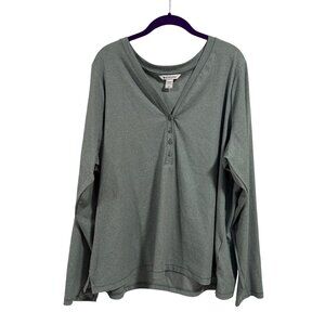 Athleta Uptempo Ribbed Henley Top Sage Green Size 3X‎